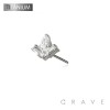 IMPLANT GRADE TITANIUM THREADLESS PUSH IN BAGUETTE TEAR DROP BEZEL CZ TOP PART